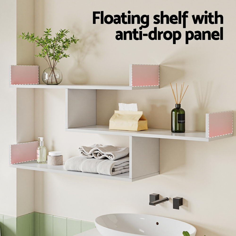 Talia 3-Tier Floating Wall Shelf – White – 120 cm