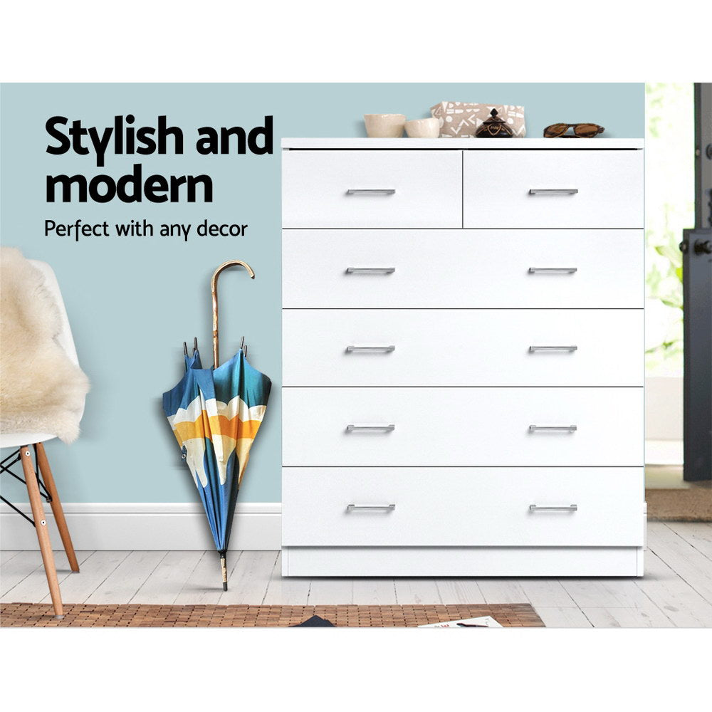 Ashford Storage Tallboy – White – 6 Drawer