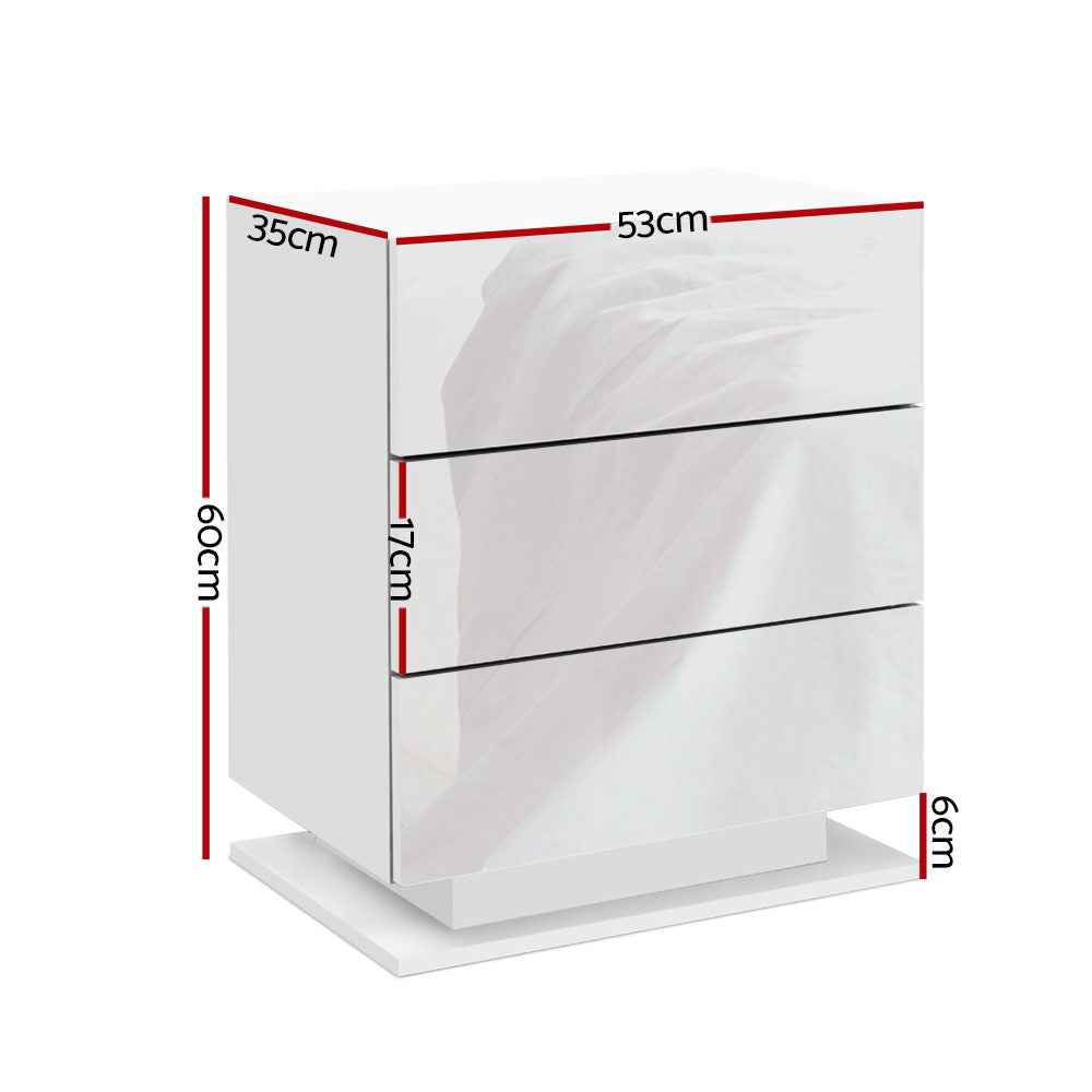 Mori LED Bedside Table – White – 60 cm