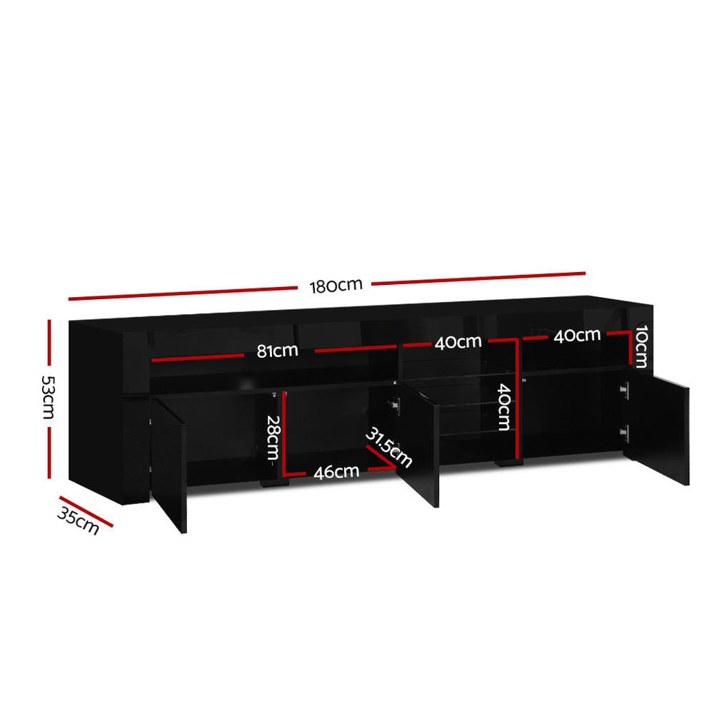 Nolan LED TV Cabinet – Black – 180 cm