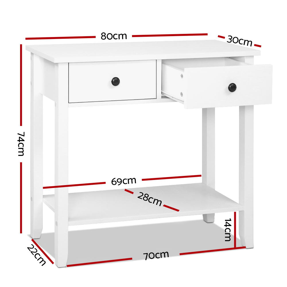 Meridian Console Table – White – 2 Drawers