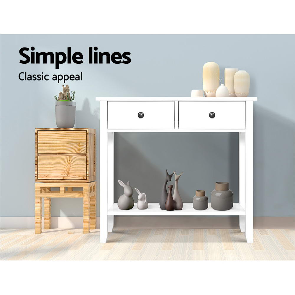 Meridian Console Table – White – 2 Drawers