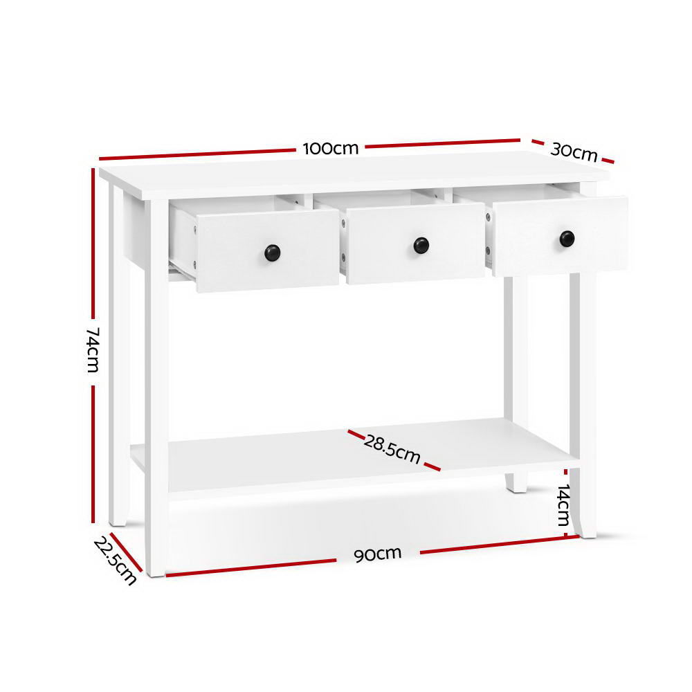 Meridian Console Table – White – 3 Drawers