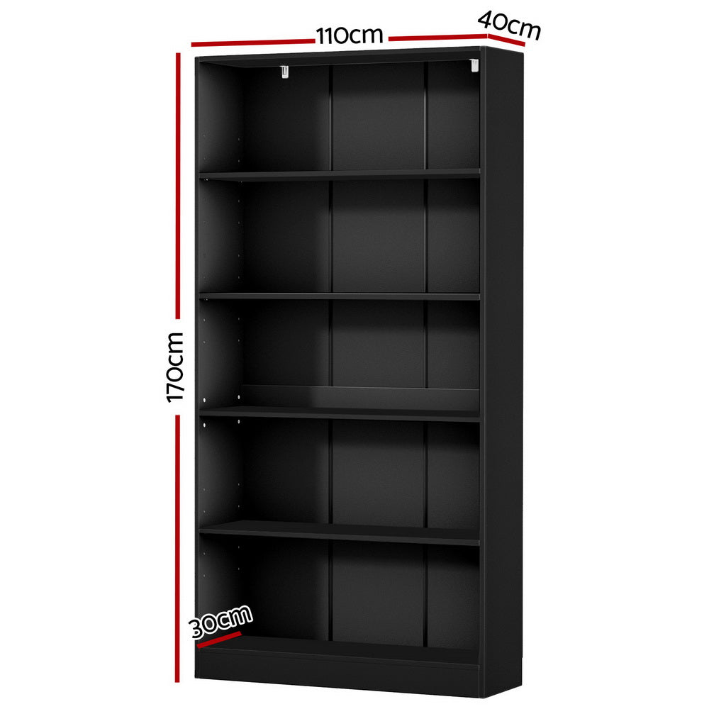 Anton 5-Tier Bookshelf – Black – 182 cm