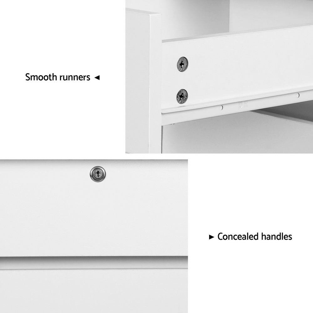 Camden Computer Desk with Drawer & Bookshelf Cabinet – White