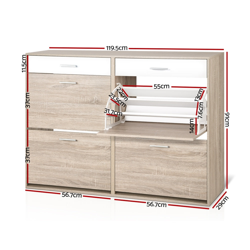 Ashford 2-Tier Shoe Cabinet – Wood – 119 cm