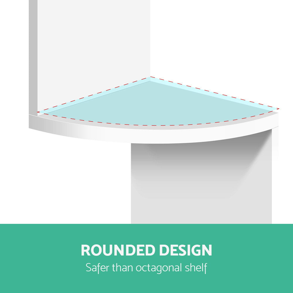 Zenith 5-Tier Corner Wall Shelf – White – 123 cm
