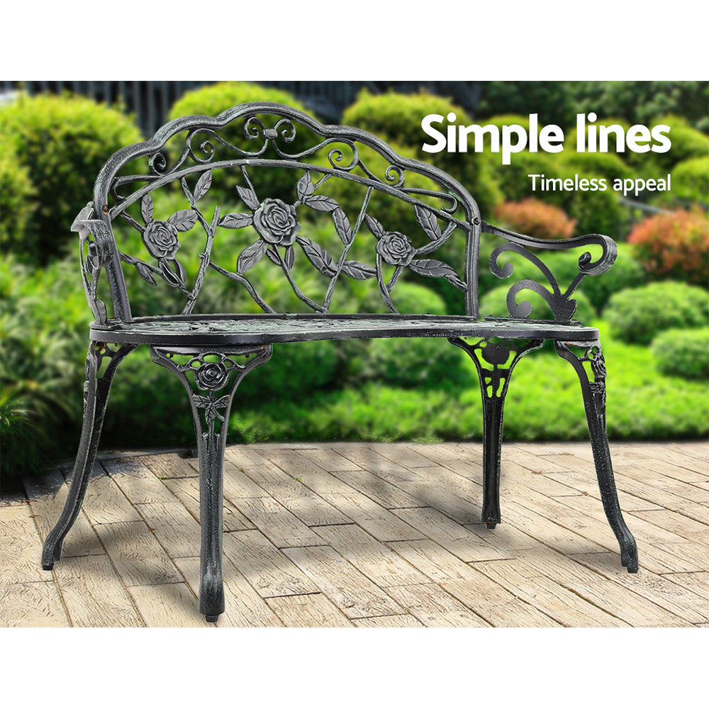 Kairo Cast Aluminium Garden Bench – Green – 100 cm