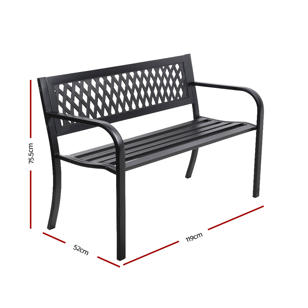 Alderon Garden Bench – Black – 2 Seater
