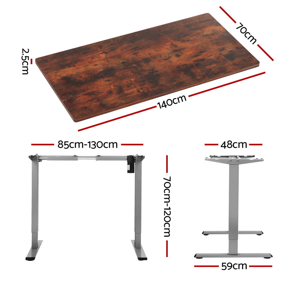 Veron Electric Sit Stand Desk – Brown – 140 cm