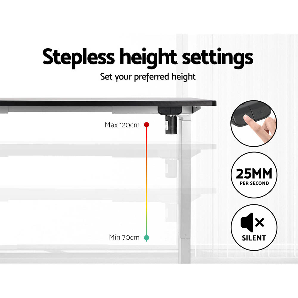Keiran Electric Standing Desk – White & Black – 140 cm