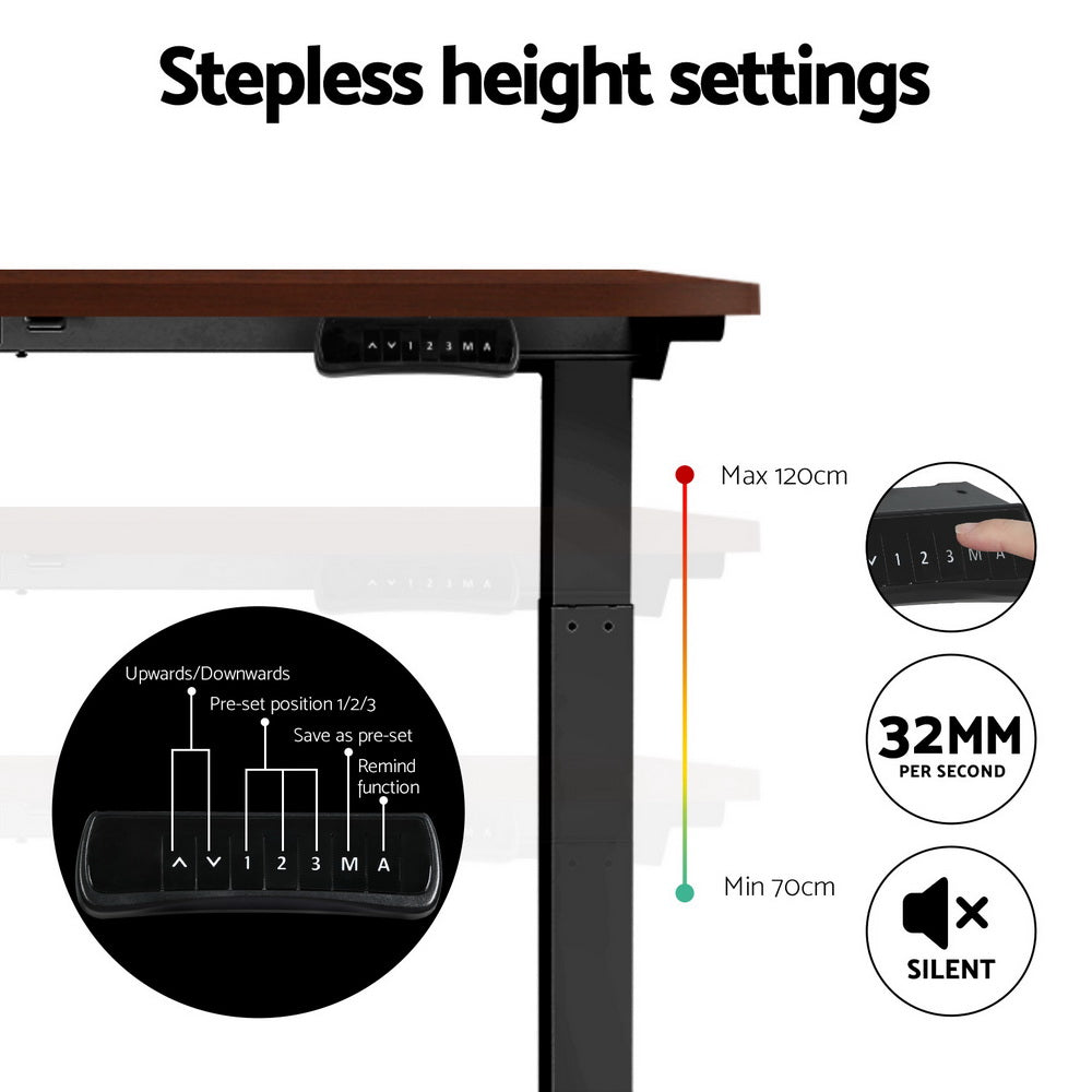 Volos Electric Sit Stand Desk – Brown – 140 cm