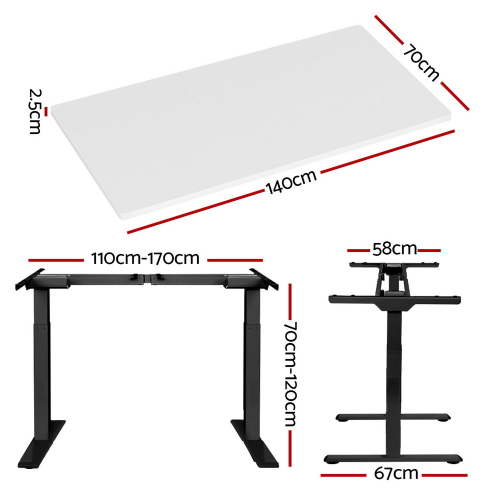 Fiora Electric Sit Stand Desk – White – 140 cm