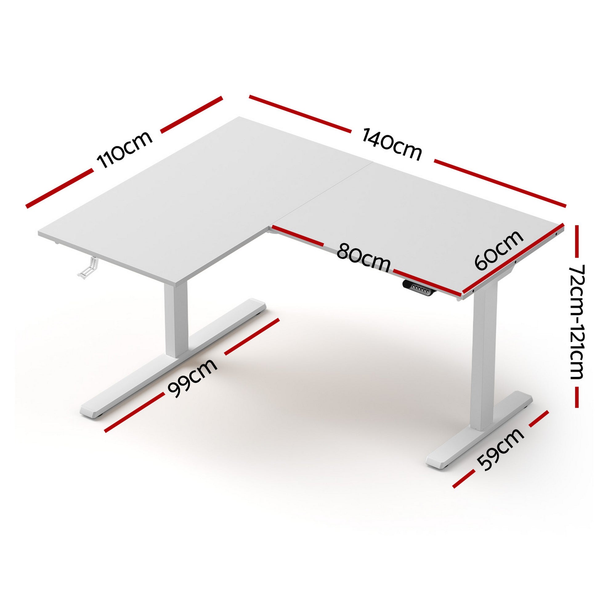 Haven L-Shape Electric Standing Desk – White – 140 x 110 cm