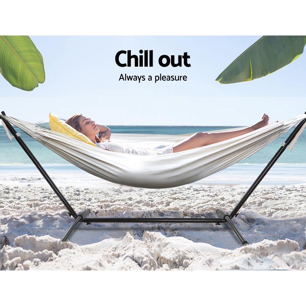 Bayou Cotton Hammock with Stand – Cream – Single