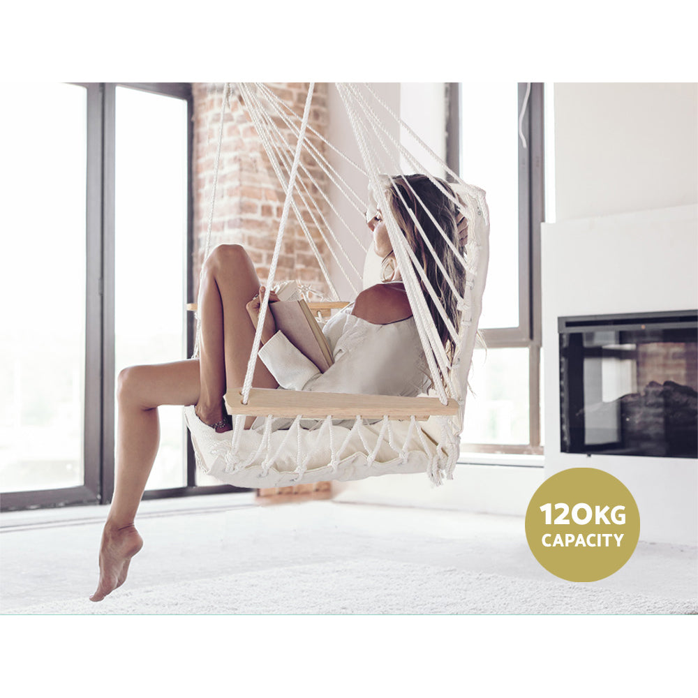 Sienna Hanging Hammock Chair – Cream – 138 cm