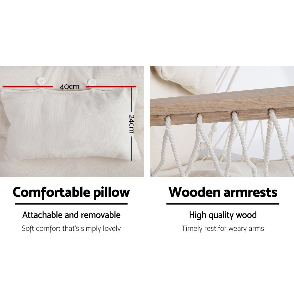 Sienna Hanging Hammock Chair – Cream – 138 cm
