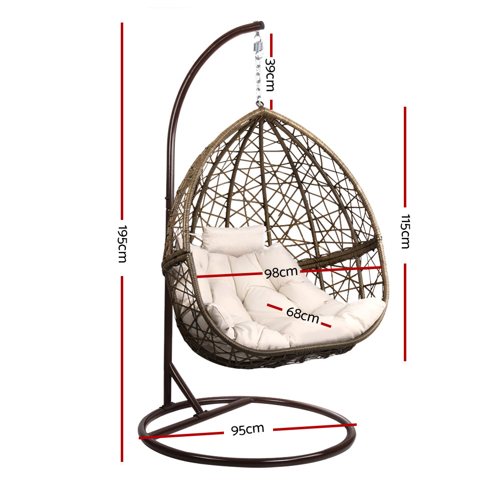 Havana Wicker Egg Swing Chair – Latte – With Stand