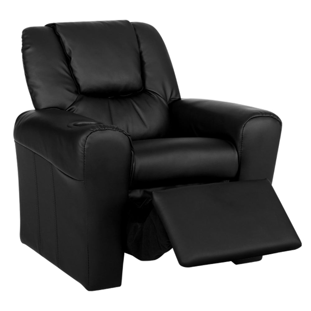 Nero Kids Leather Recliner Chair – Black