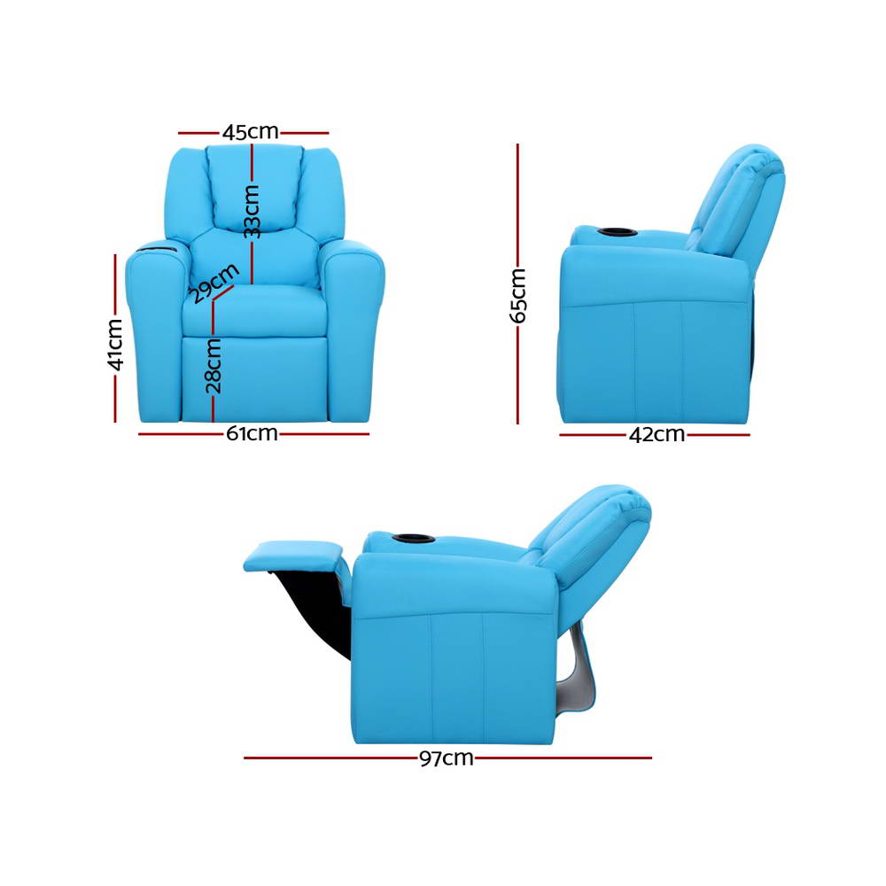 Piccolo Kids Leather Recliner Chair – Blue