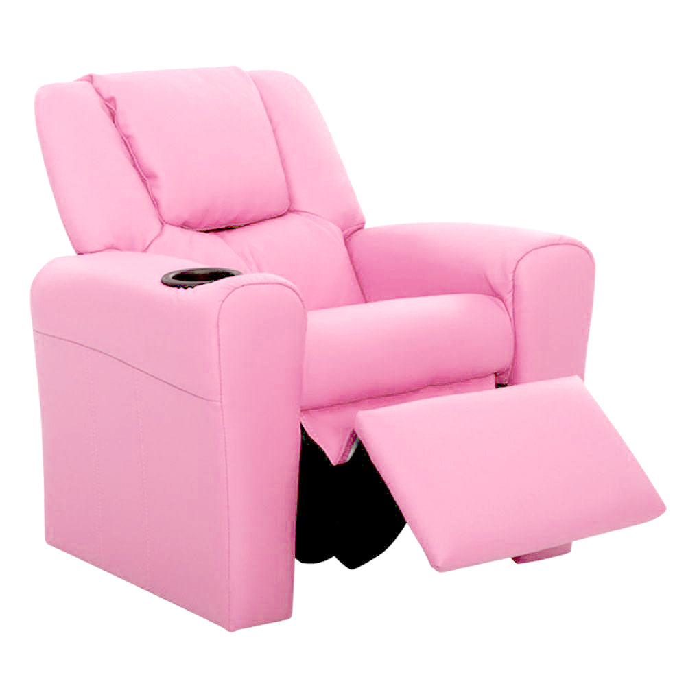 Lilia Kids Leather Recliner Chair – Pink