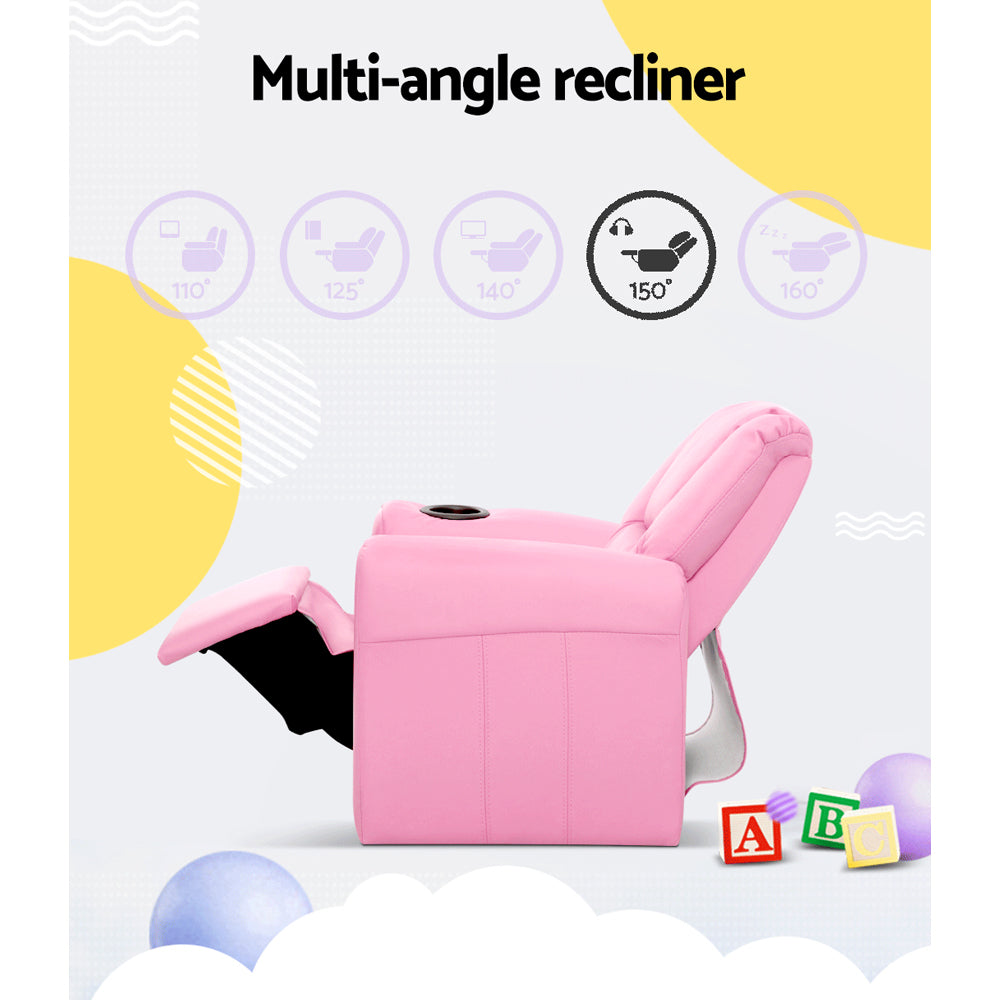 Lilia Kids Leather Recliner Chair – Pink