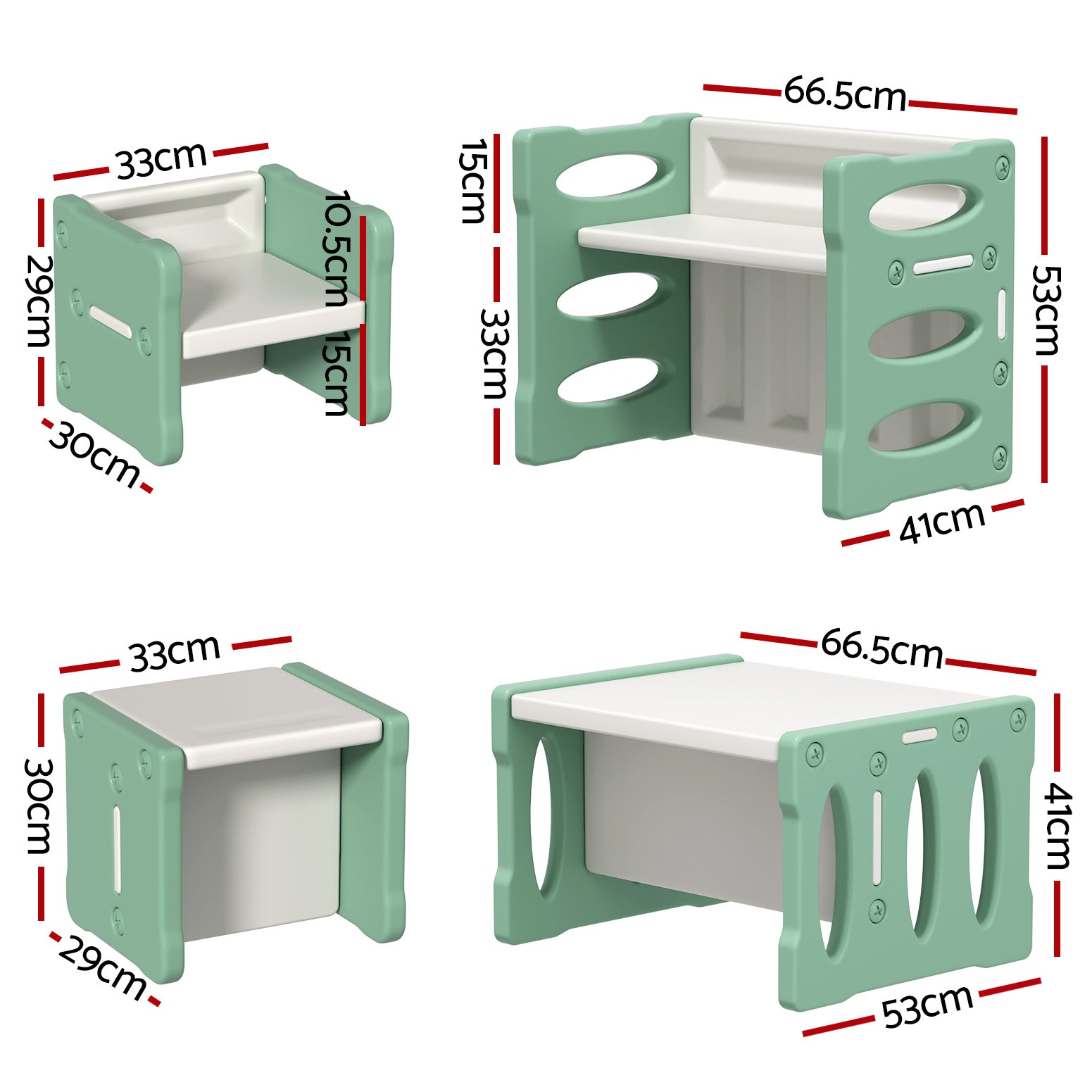 Cassian Kids Table & Chair Set – Green – Set of 3
