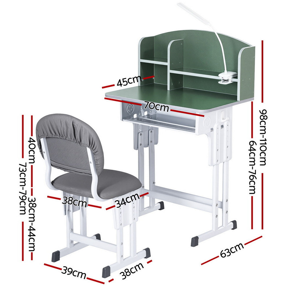 Kaylah Kids Study Desk & Chair Set – Green – Height Adjustable