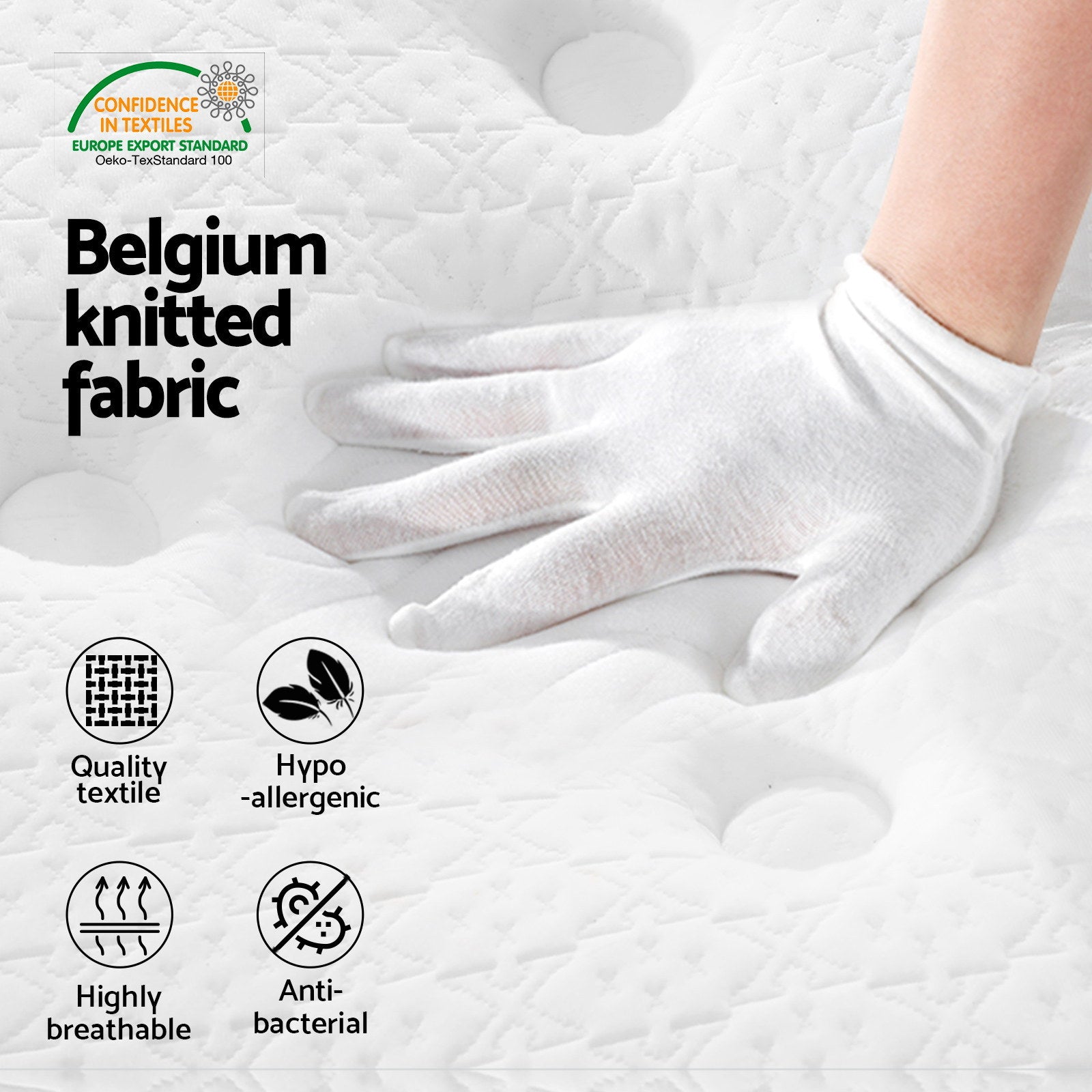 Callan Euro Top Bonnell Spring Mattress – White – King Single