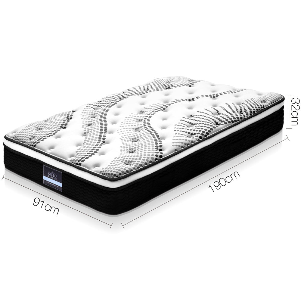 Halston Euro Top Pocket Spring Mattress – White – Single