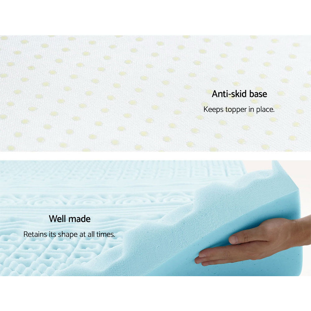 CozyNest Gel Foam Mattress Topper – Blue – Queen