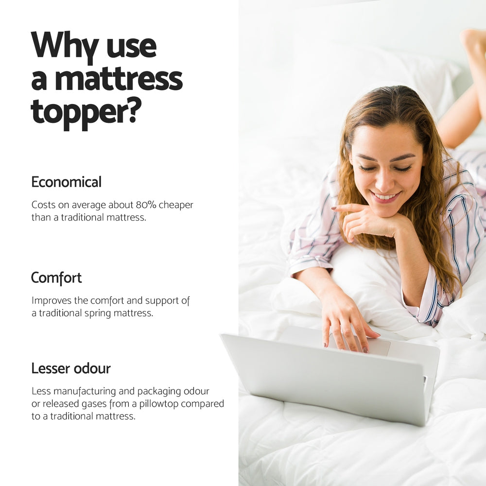 Serano Memory Foam Mattress Topper – White – King Single