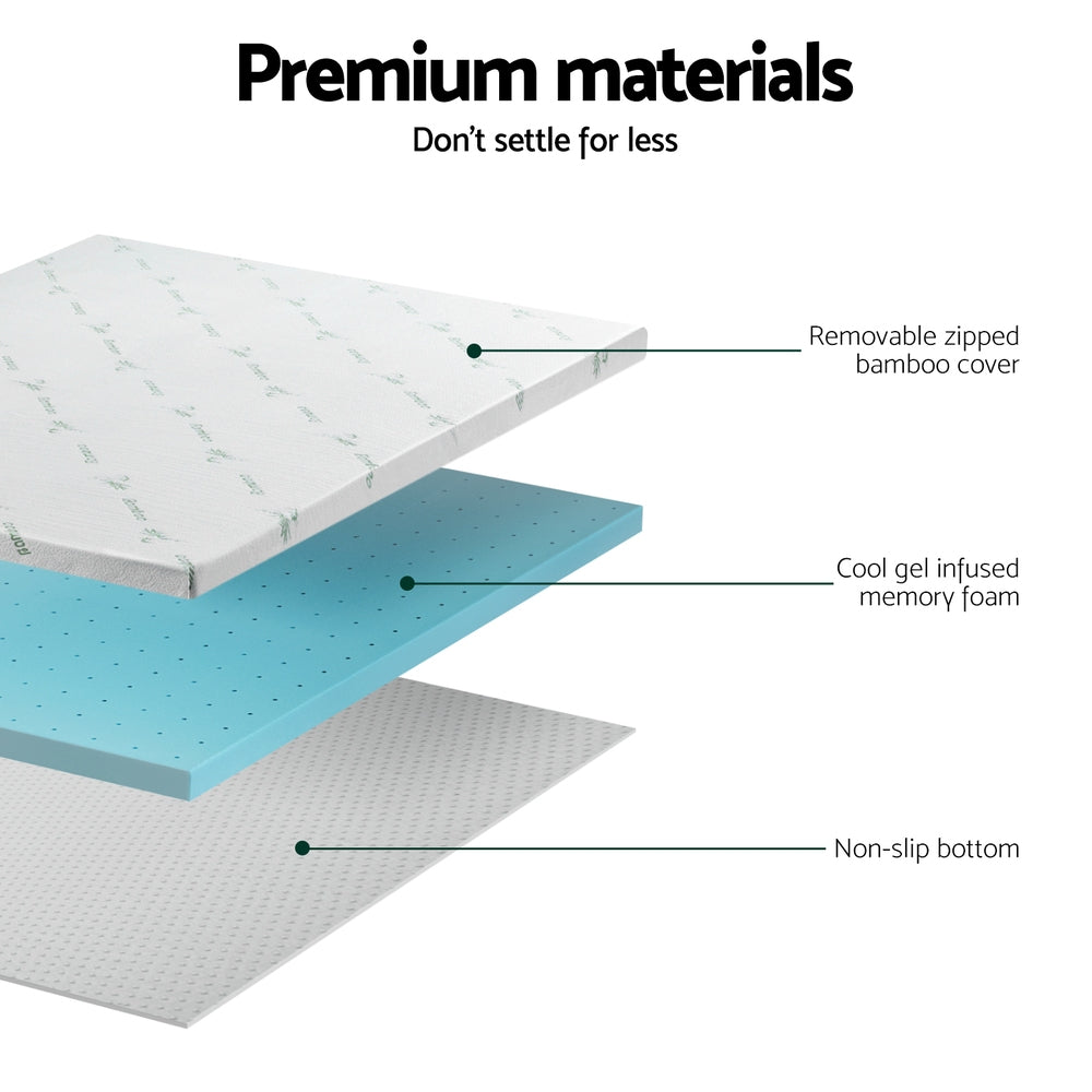 Celara Gel Foam Mattress Topper – White – 5 cm – King Single