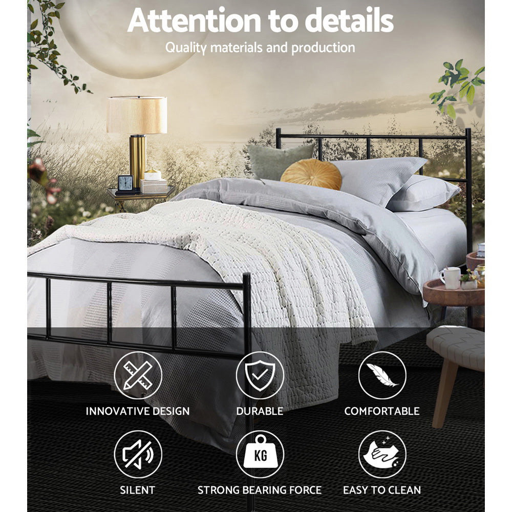 Alderon Metal Bed Frame – Black – Single