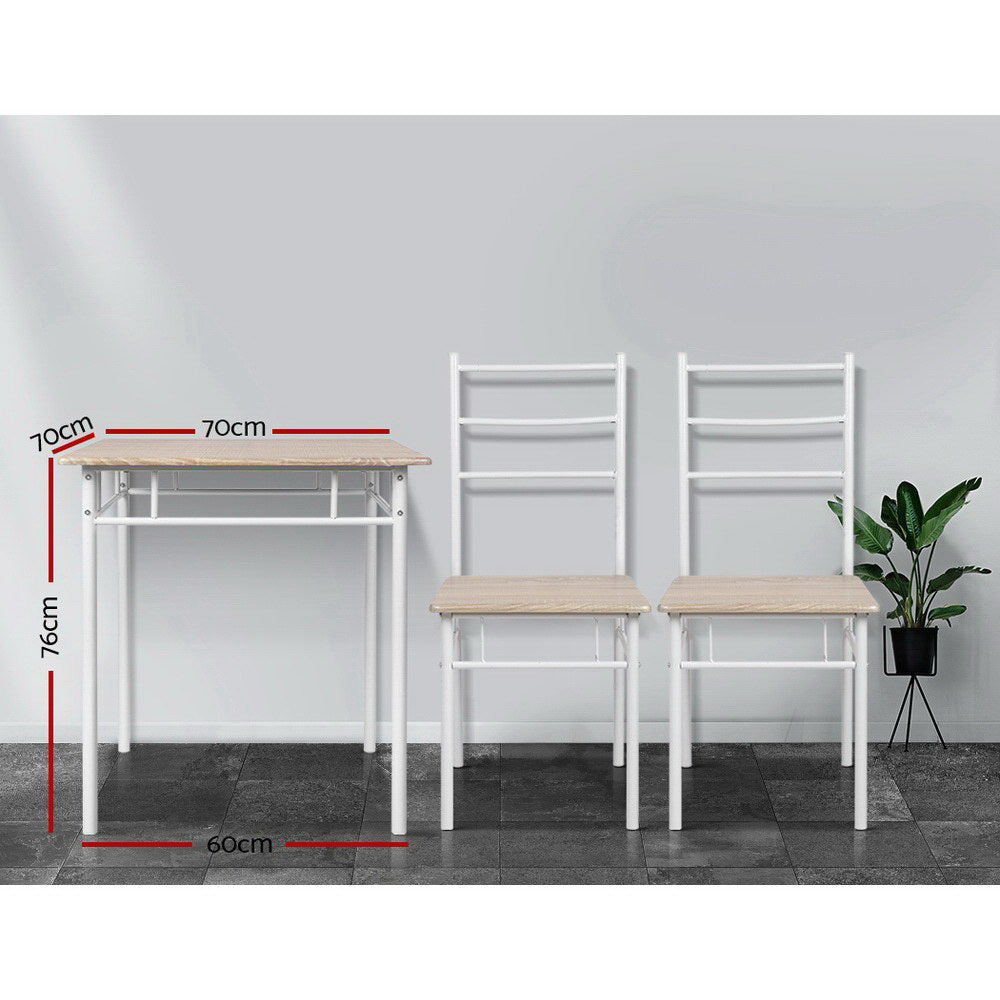 Machal Dining Set – Natural & White – 3 Piece