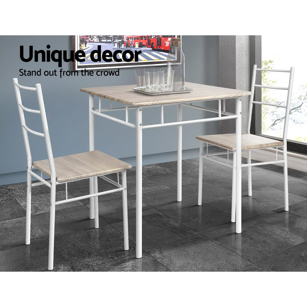Machal Dining Set – Natural & White – 3 Piece