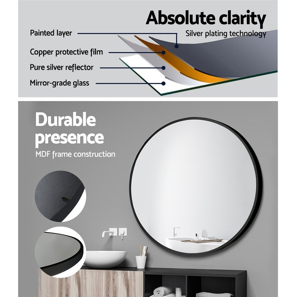 Serano Round Wall Mirror – Black – 70 cm