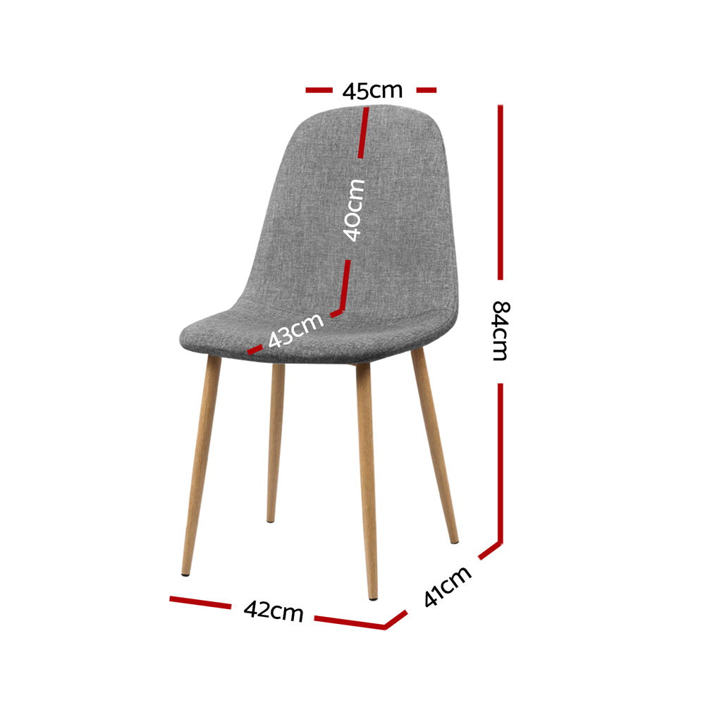 Adamas Fabric Dining Chairs – Grey – Set of 4