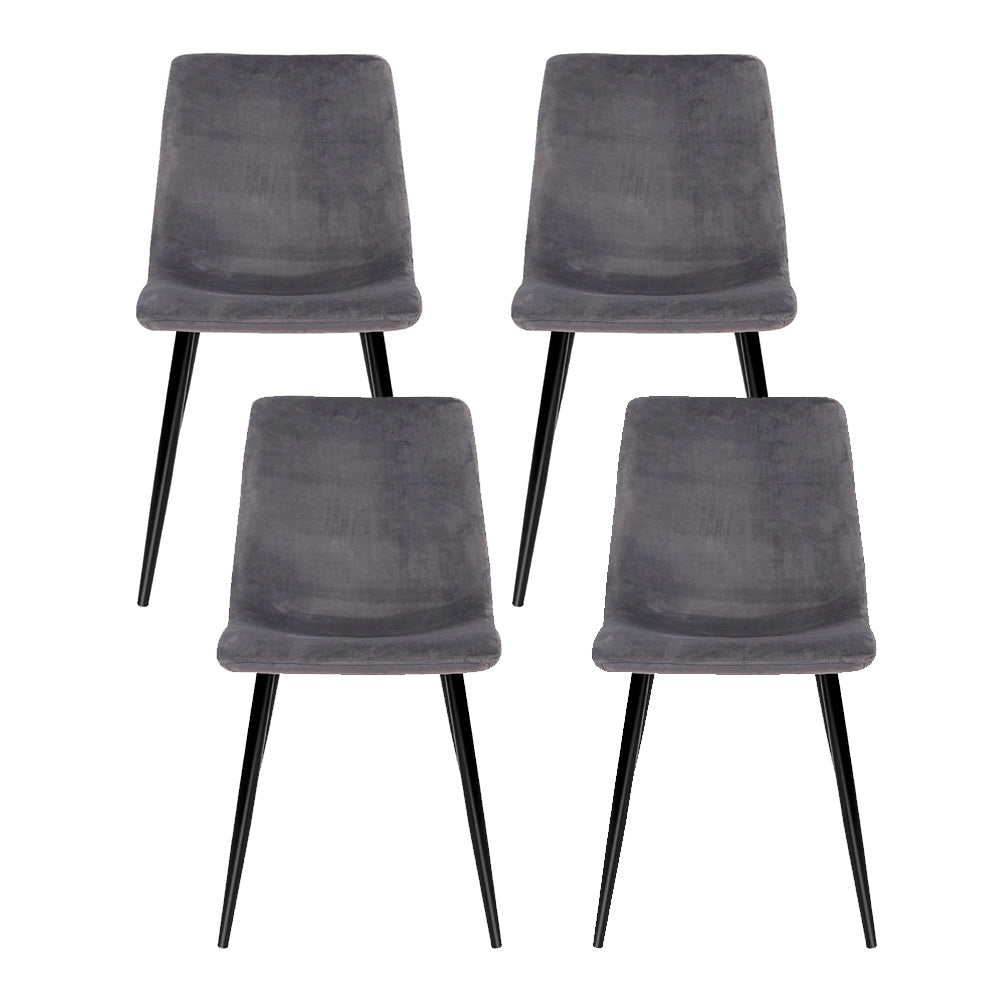 Marston Velvet Dining Chairs – Grey – Set of 4
