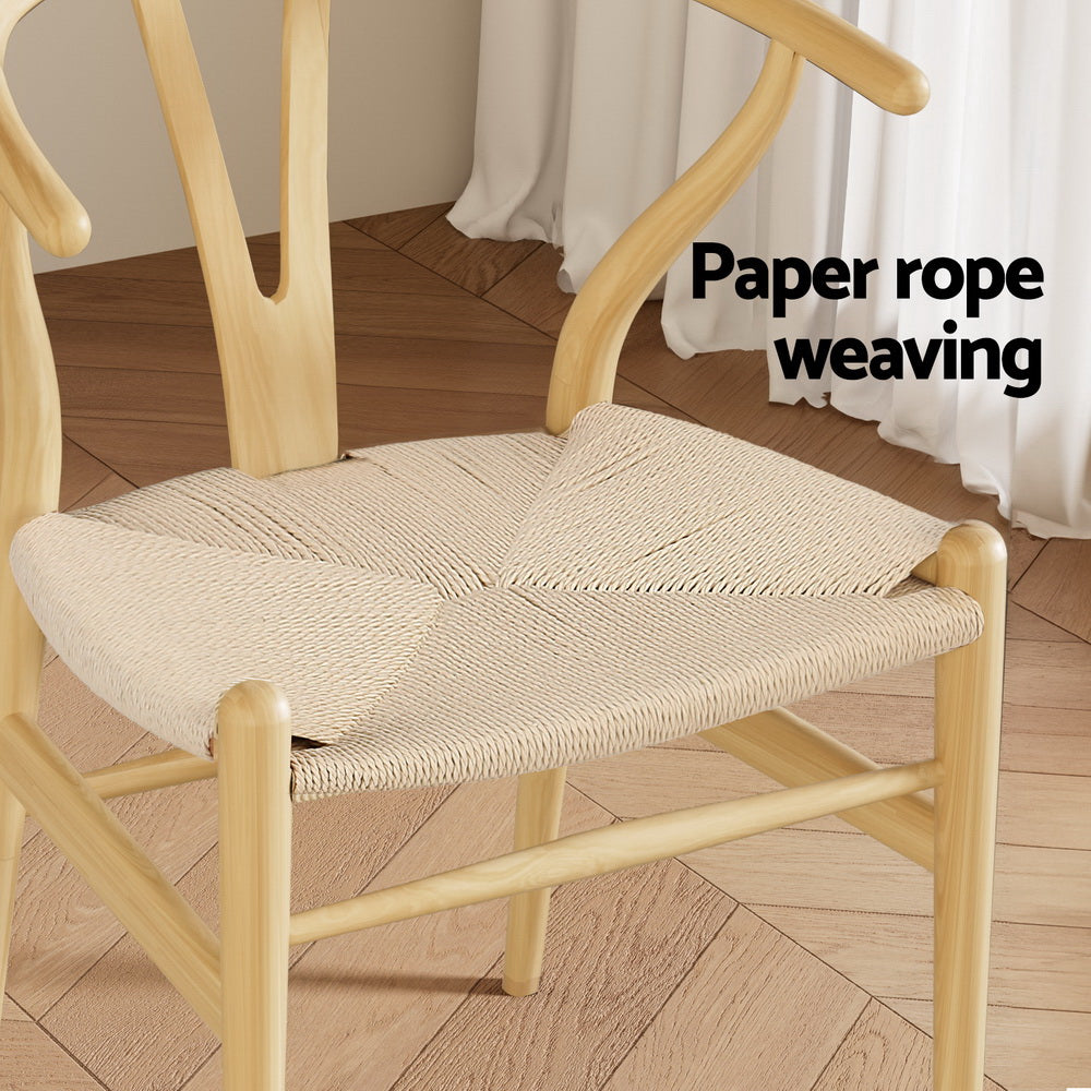 Willow Wishbone Dining Chairs – Brown / Wood – Set of 4