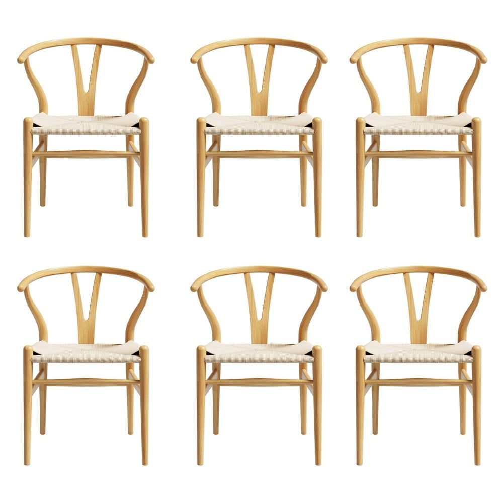 Willow Wishbone Dining Chairs – Brown / Wood – Set of 6