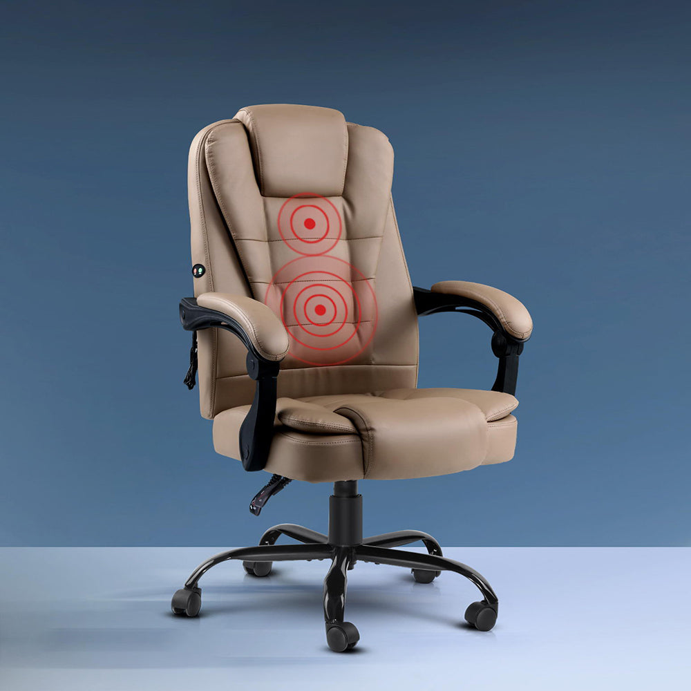 Massage Office Chair Executive Computer Gaming Chairs Brown PU Leather Espresso