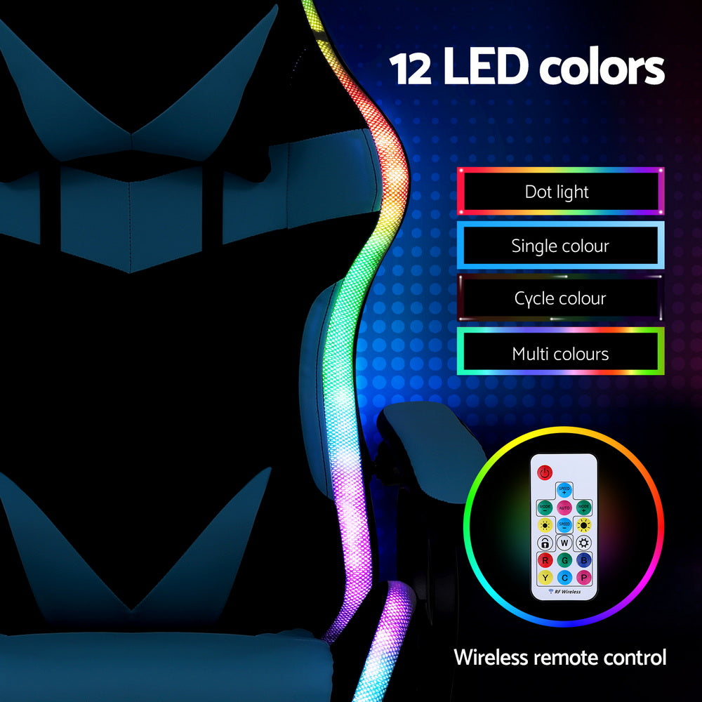 Nexus Gaming Chair with RGB LED & Massage – Cyan – Standard