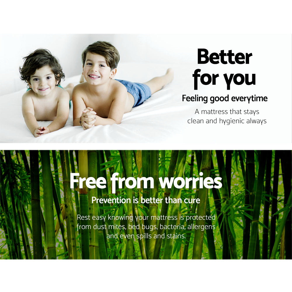 Bambara Bamboo Mattress Protector – White – Double