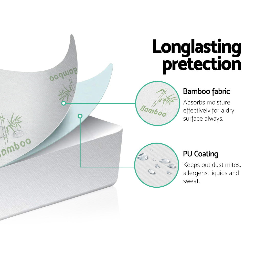 Bambara Bamboo Mattress Protector – White – Single