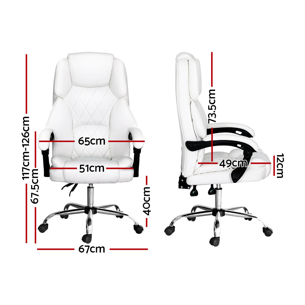 Camelon Executive Office Chair – White Leather – Reclining
