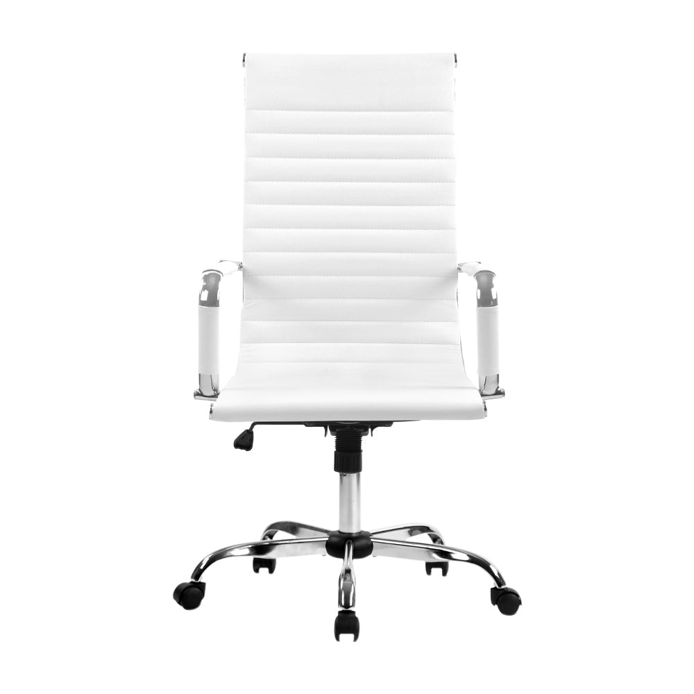 Zenith High Back Office Chair – White Leather – Executive