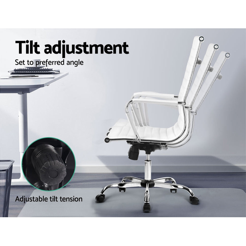 Zenith High Back Office Chair – White Leather – Executive
