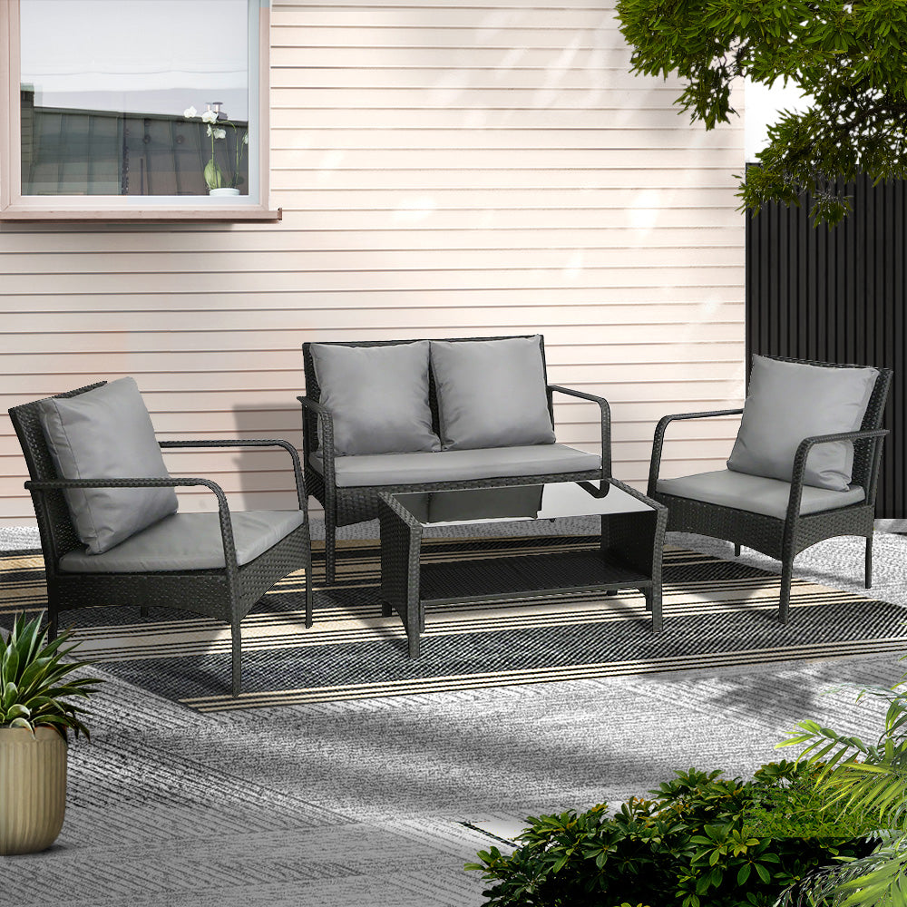 Outdoor Sofa Set Lounge Setting Wicker Table and Chairs Garden Patio Furniture