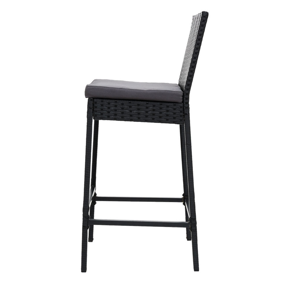 Callan Wicker Bar Stools – Black – Set of 2